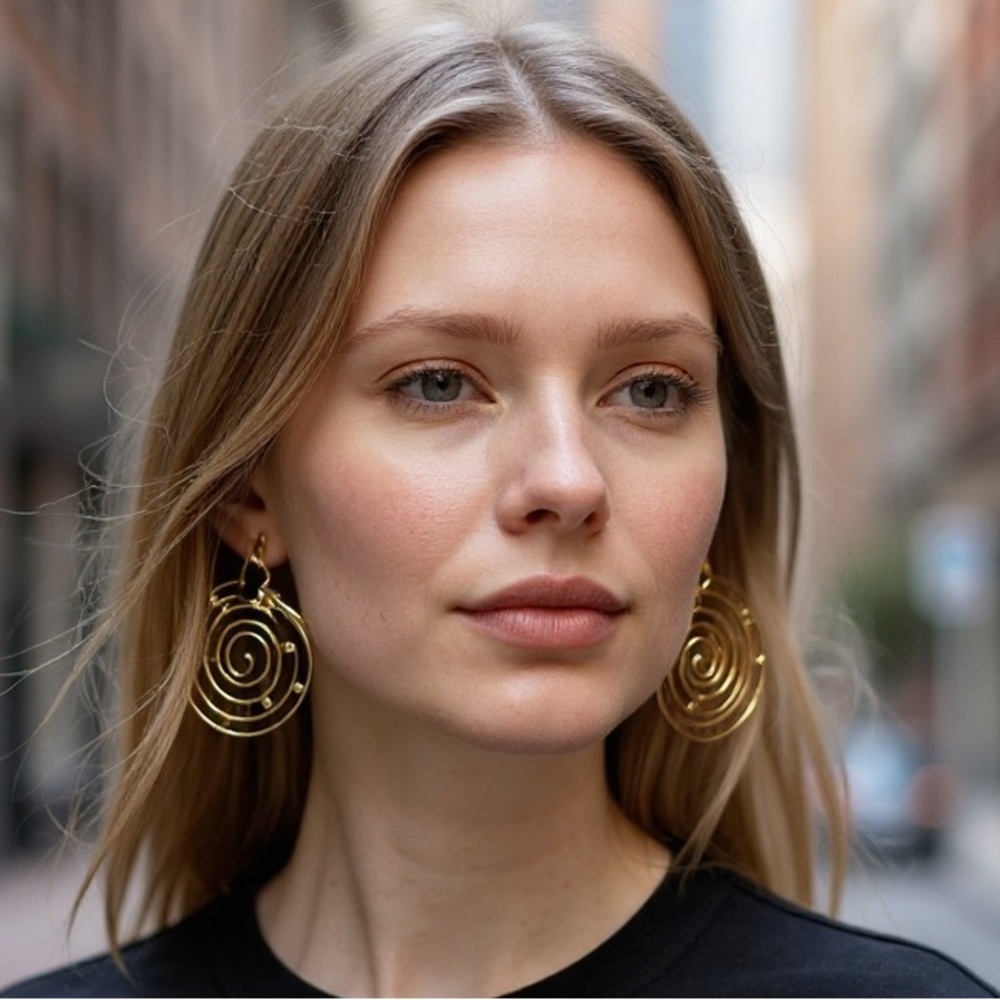Costa Gold Spiral Earrings with Crystal Accents